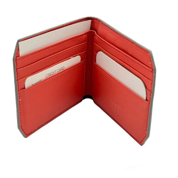 Wincer & Plant Bi-color High Quality Bifold Men's Wallet 6 CC Grey Orange - Picture 9 of 11